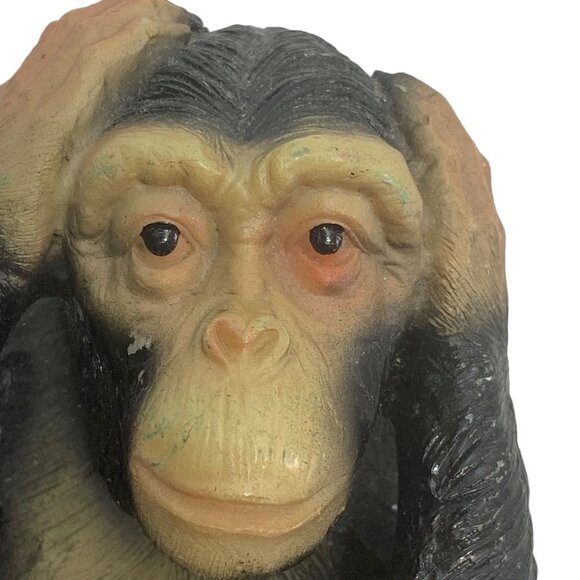 Vintage Monkey Figurine Hear no Evil Chimpanzee Retro Plastic 5.5" High - Picture 3 of 11